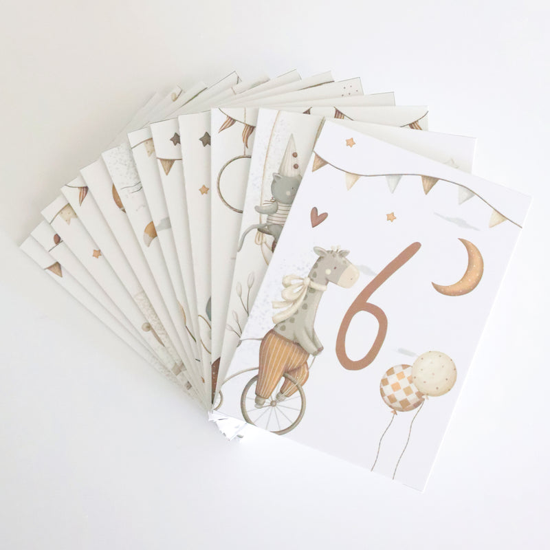 Tarjetas cumplemeses • Circo
