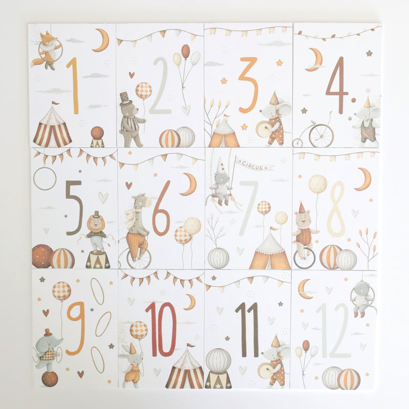 Tarjetas cumplemeses • Circo